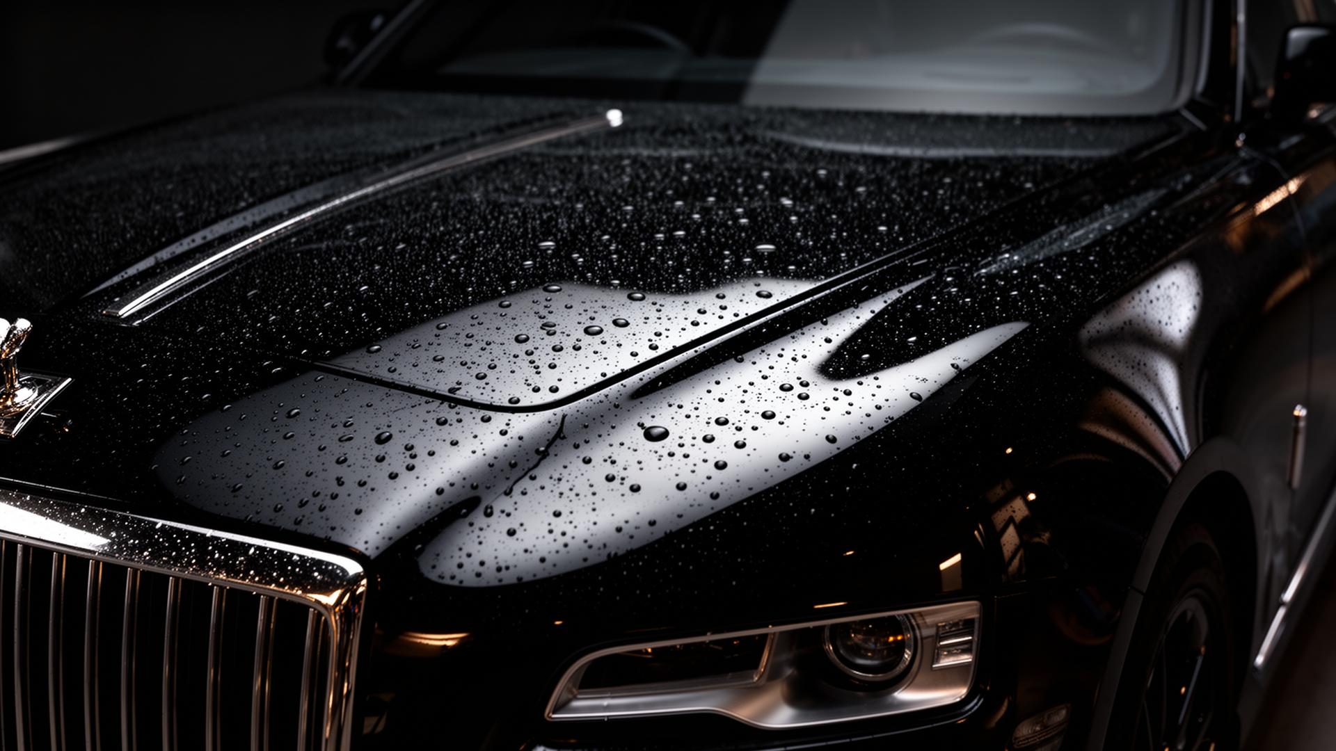 Glossy black car bodywork